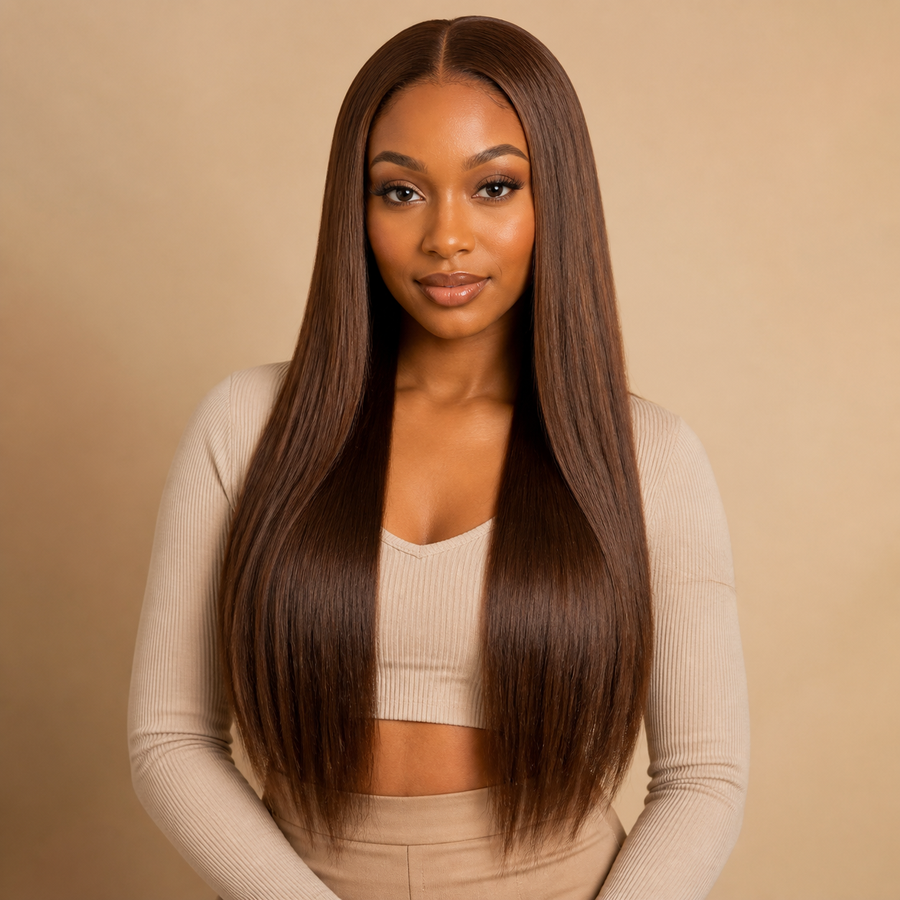 Cocoa Luxe Chocolate Brown Glueless Straight Human Hair Wig