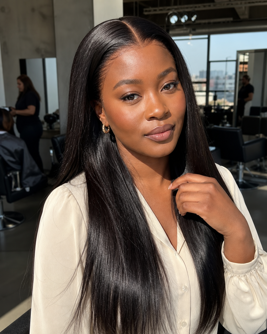 Natural black straight human hair wig with 5x5 lace – Perfect Queen South Africa
