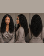 Burmese Curly human hair wig shown from the front, side and back