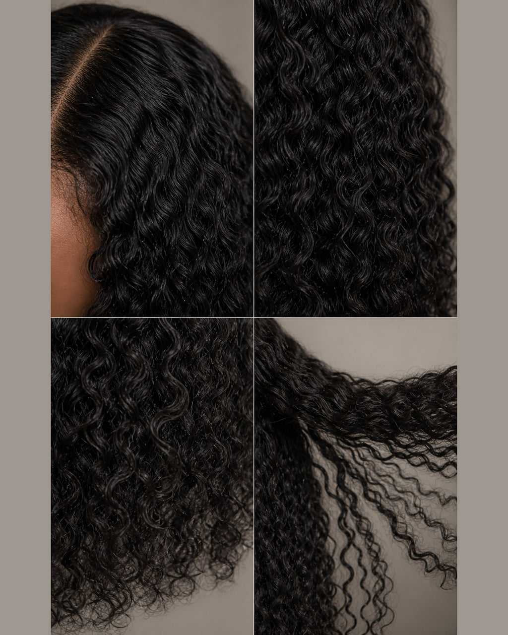 Natural Black Burmese Curly human hair texture close-up