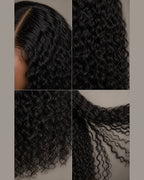 Natural Black Burmese Curly human hair texture close-up