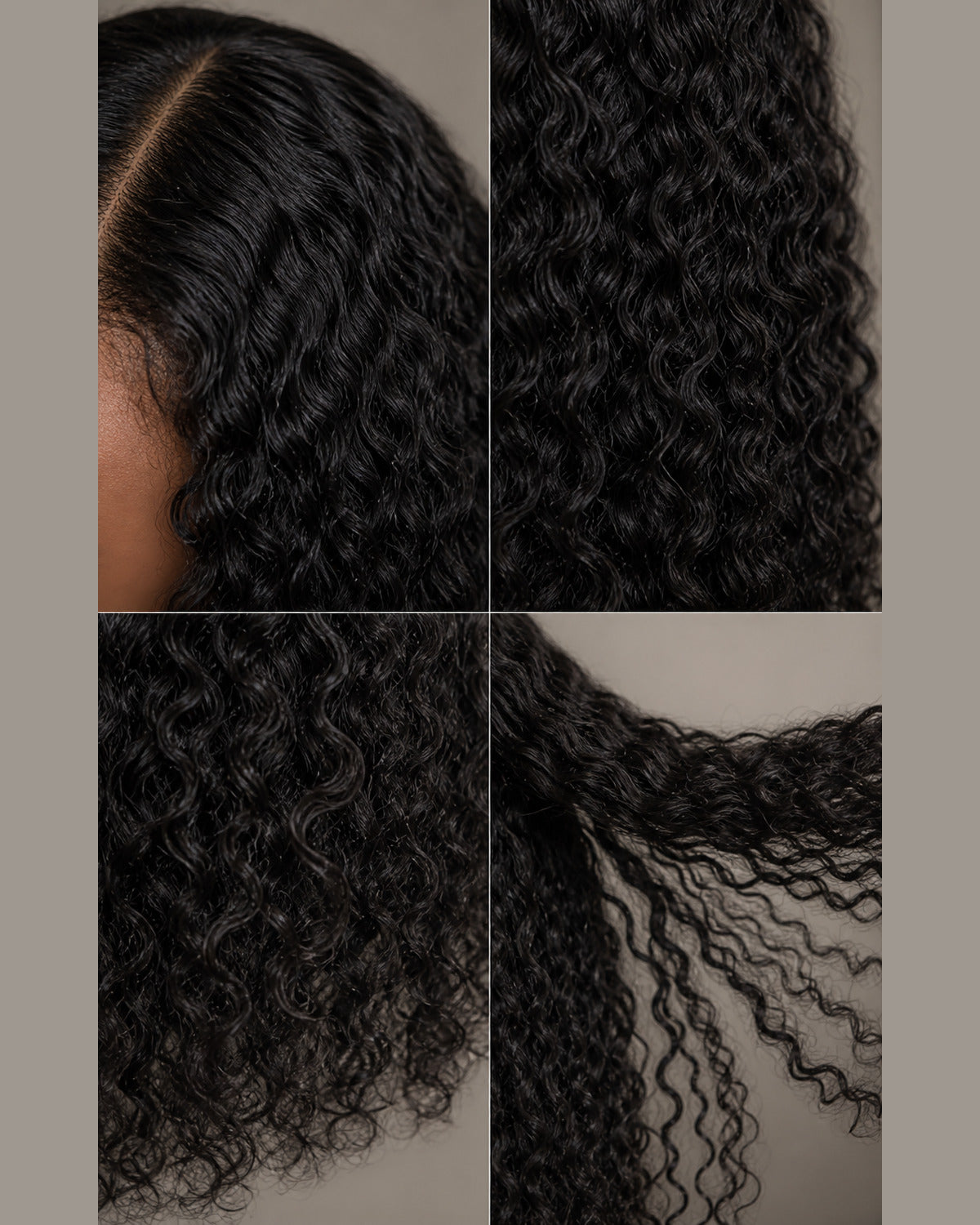 Natural Black Burmese Curly human hair texture close-up