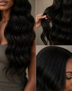 Natural Black Burmese Loose Wave human hair texture close-up
