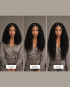 Burmese Curly wig length guide showing 16, 22 and 26 inches