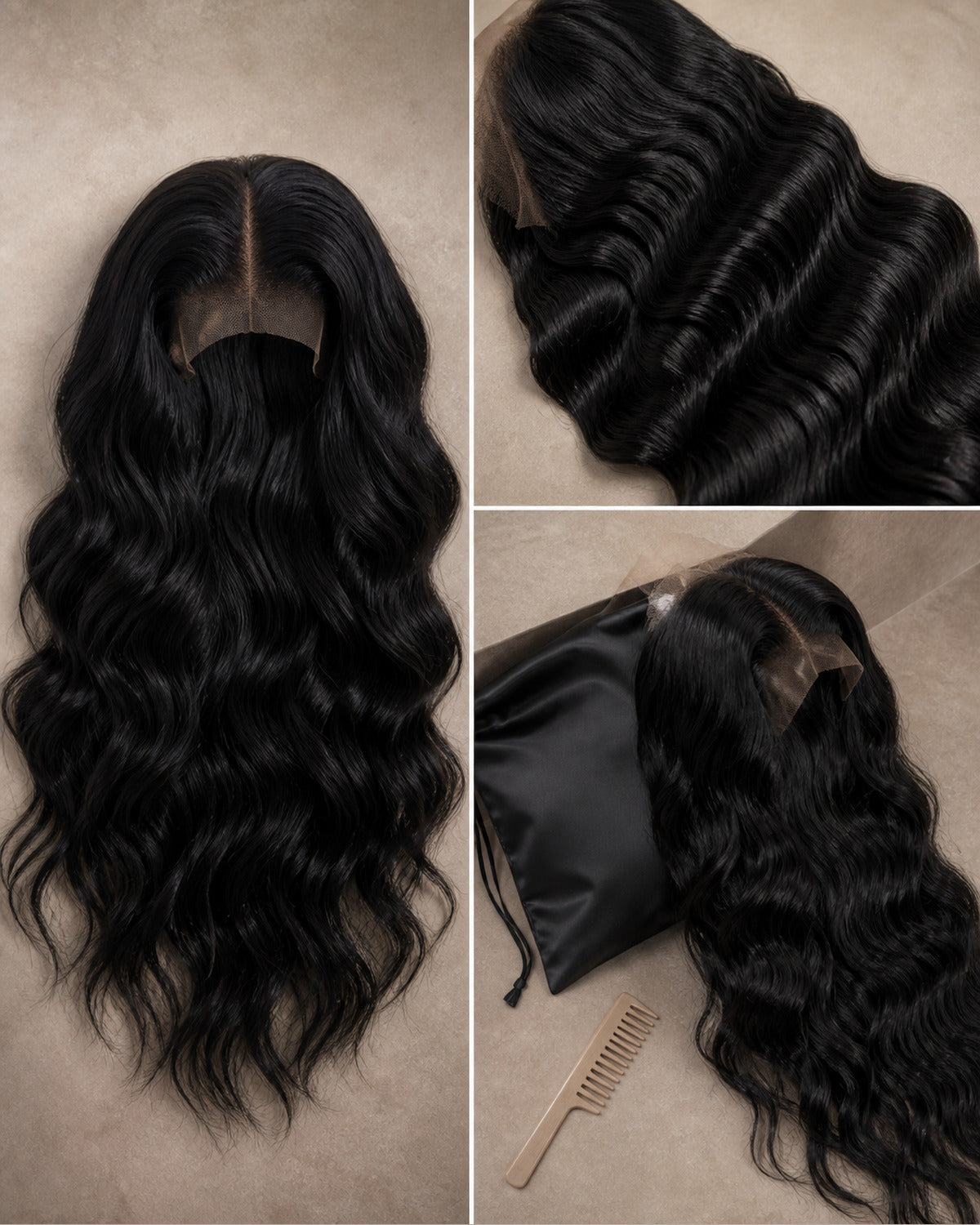 Burmese Loose Wave 13x4 lace front human hair wig product flat lay