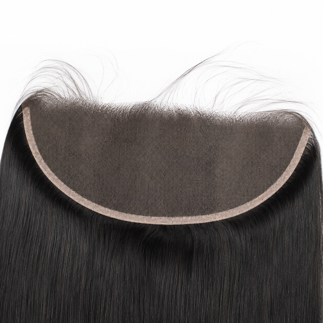 Close-up of 13x4 human hair lace frontal with fine natural lace and natural hairline