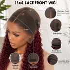13x4 lace frontal water wave human hair wig cap with combs, elastic band and adjustable straps