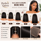 4x4 lace closure bob human hair wig in Natural Black - product image 6 | Perfect Queen South Africa