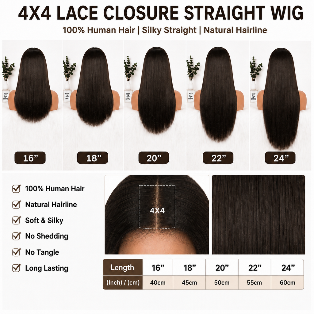 Value Range 4x4 lace closure straight human hair wig - product image 7 | Perfect Queen South Africa