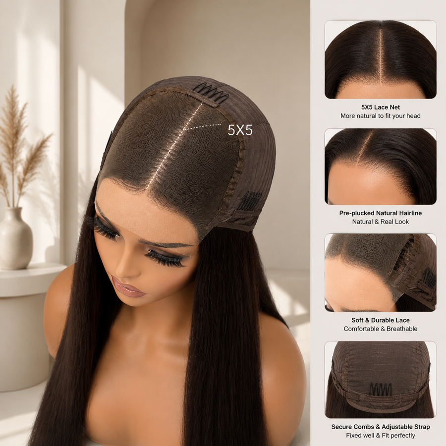 Color #4 SDD 5x5 HD Lace Straight Vietnamese Hair Wig