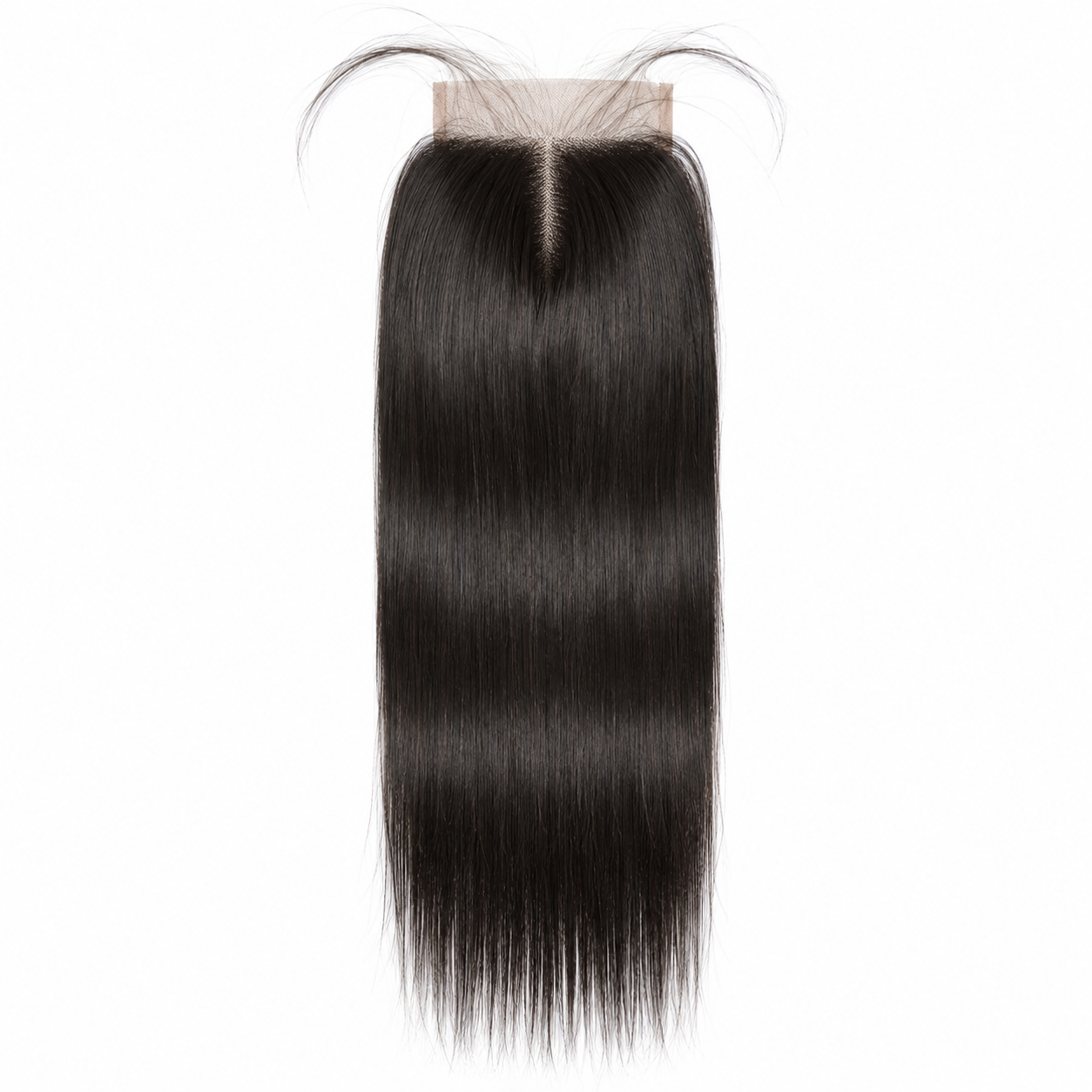 4x4 straight human hair lace closure in natural black with silky straight hair