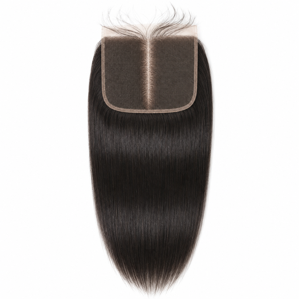 5x5 straight human hair lace closure with silky smooth natural black hair