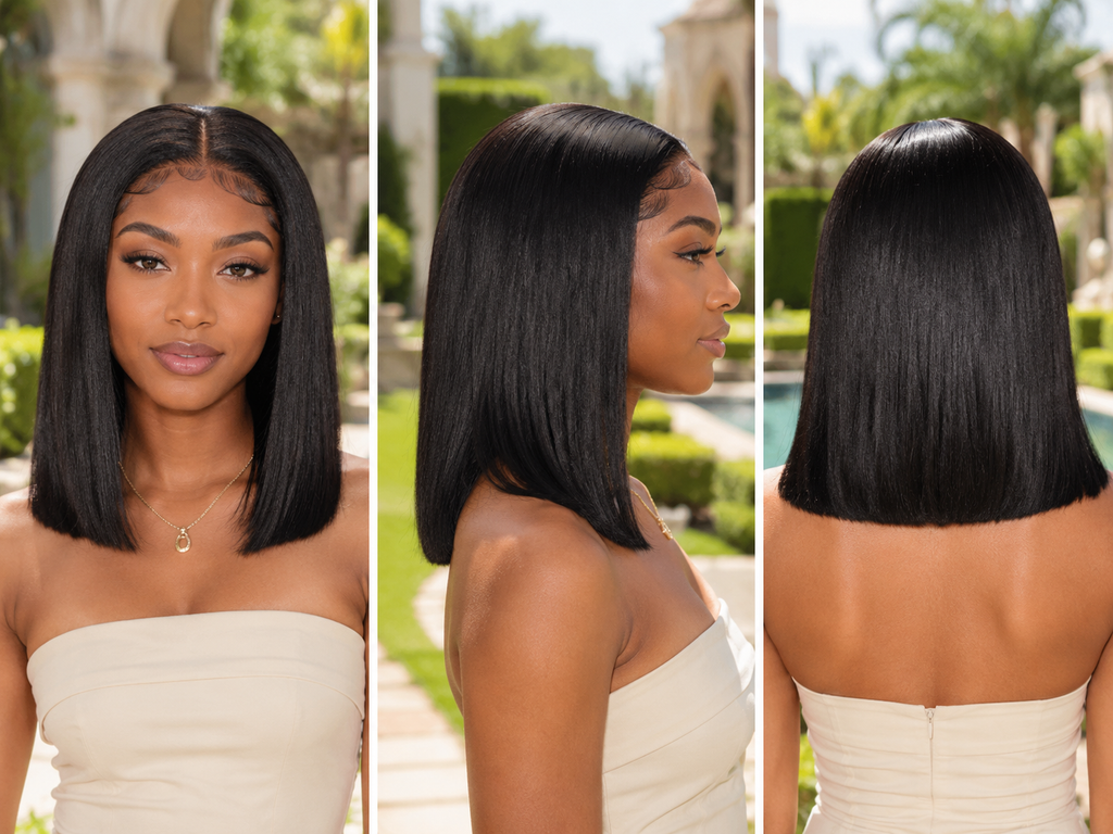 4x4 lace closure bob human hair wig in Natural Black - product image 3 | Perfect Queen South Africa