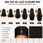 SDD Vietnamese 5x5 lace closure straight human hair wig in Natural Black - product image 8 | Perfect Queen South Africa