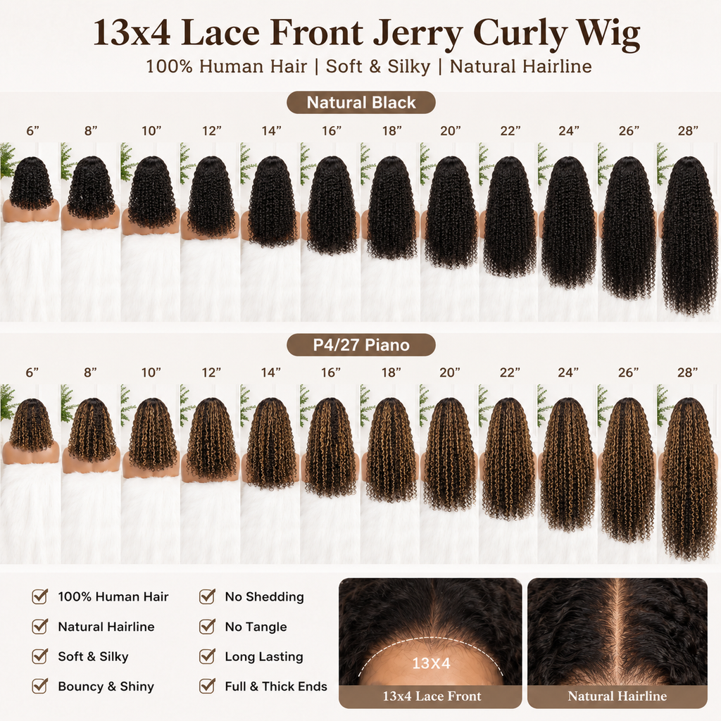 13x4 lace front Jerry Curly human hair wig in Natural Black - product image 6 | Perfect Queen South Africa