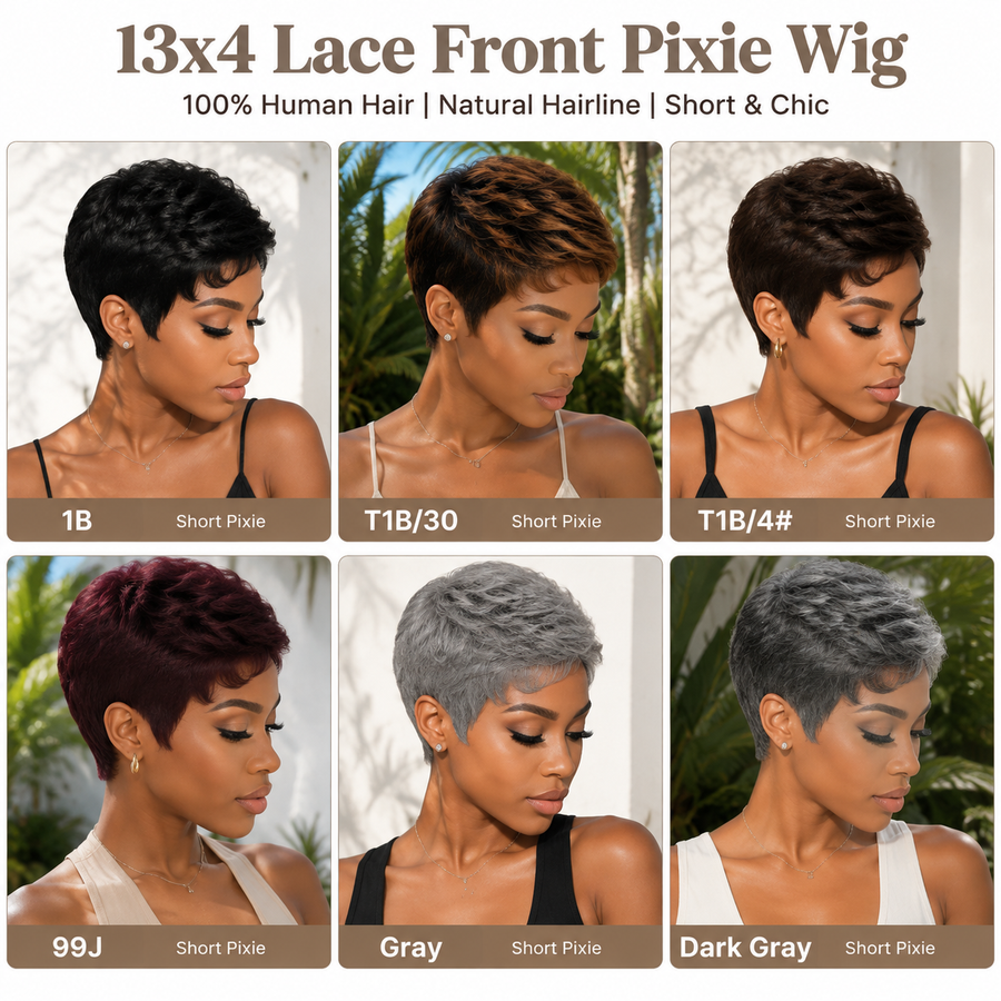 13x4 Lace Front Pixie Human Hair Wig
