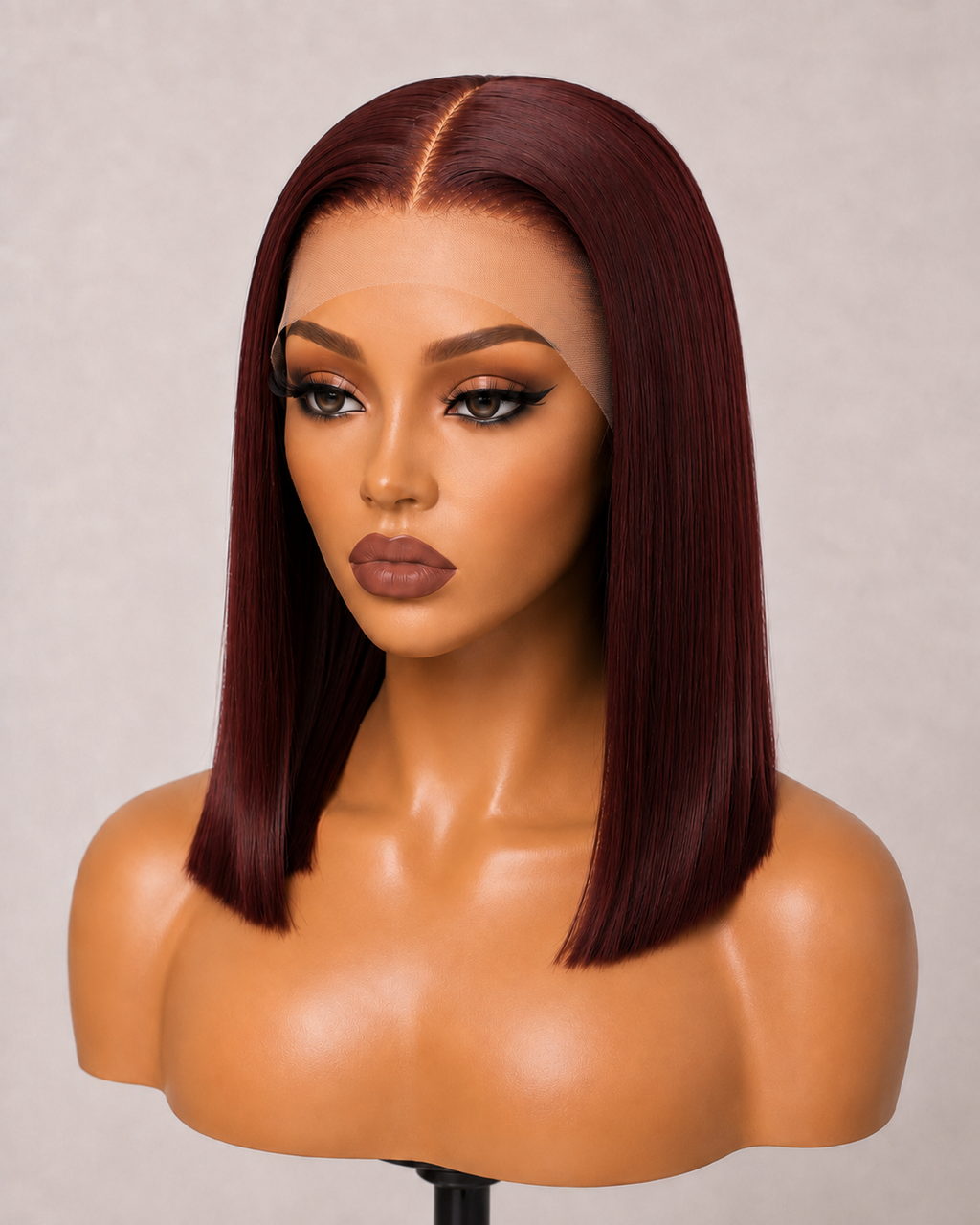 99J burgundy 13x4 lace front bone straight Vietnamese wig on mannequin