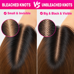Bleached knots and unbleached knots comparison on a straight lace wig