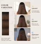 T1B/4 straight human hair colour variation in sunlight, daylight and night lighting
