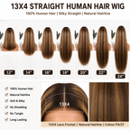 P4/27 13x4 lace front straight human hair wig length guide from 12 to 24 inches