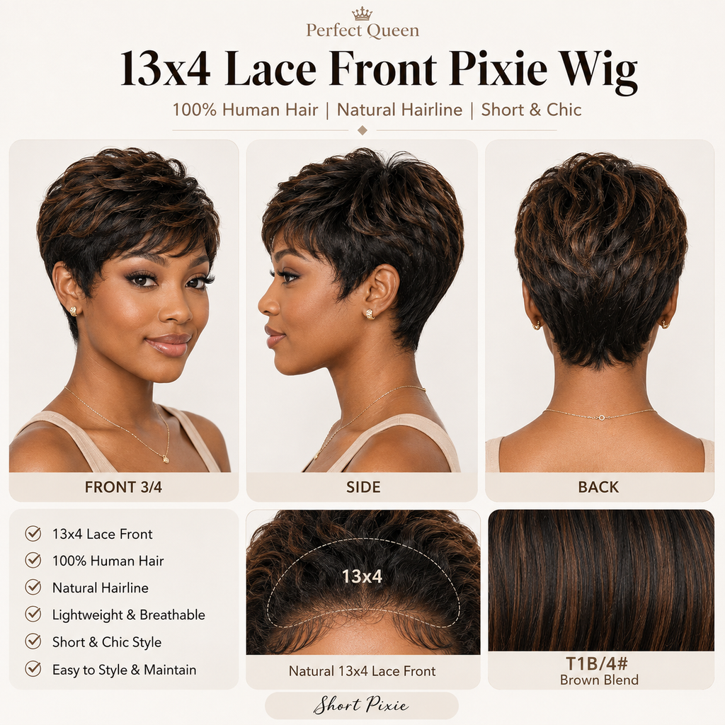 13x4 lace front Pixie human hair wig in Natural Black - product image 4 | Perfect Queen South Africa