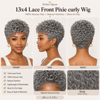 13x4 lace front Pixie Curly human hair wig in Natural Black - product image 3 | Perfect Queen South Africa