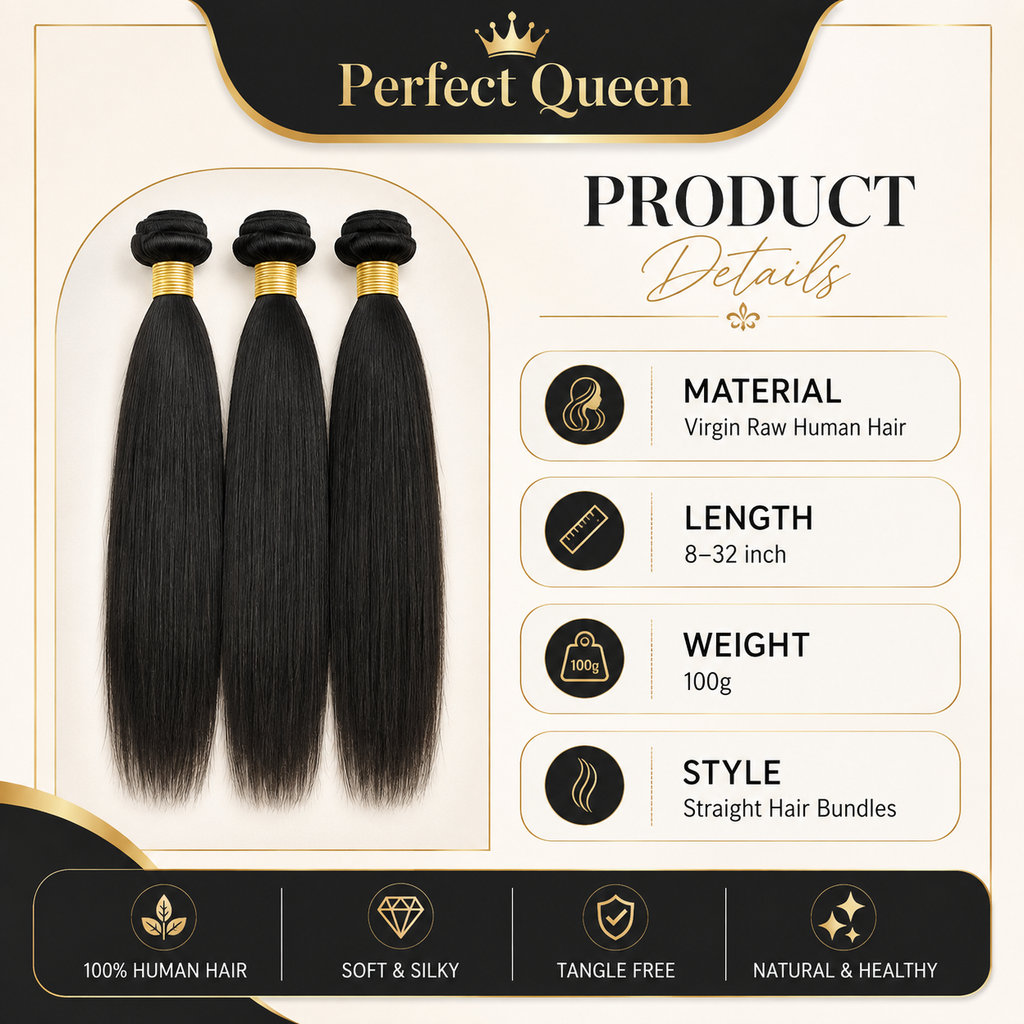 3-piece 15A Brazilian straight virgin human hair bundles - product image 4 | Perfect Queen South Africa