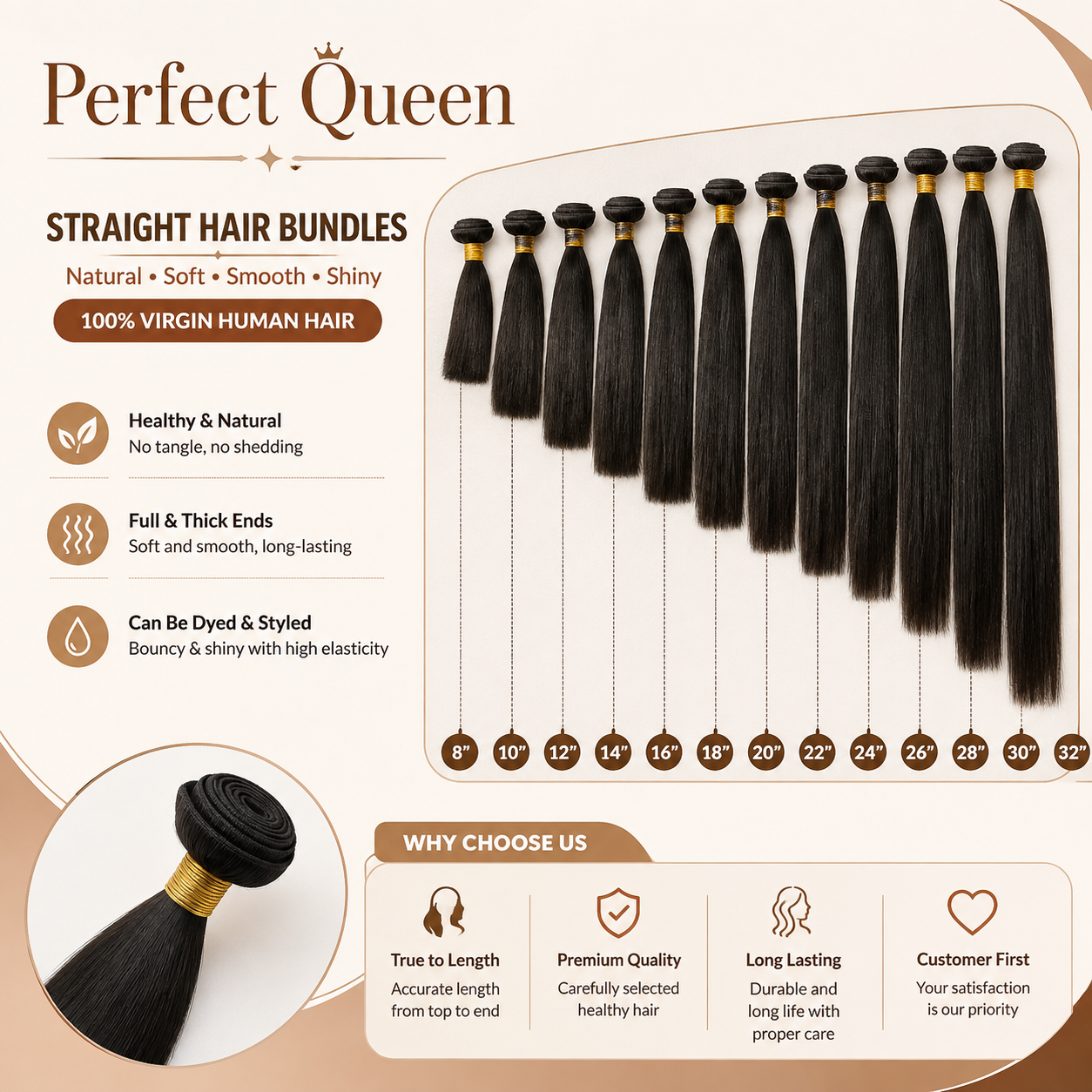 3-piece 15A Brazilian straight virgin human hair bundles - product image 6 | Perfect Queen South Africa