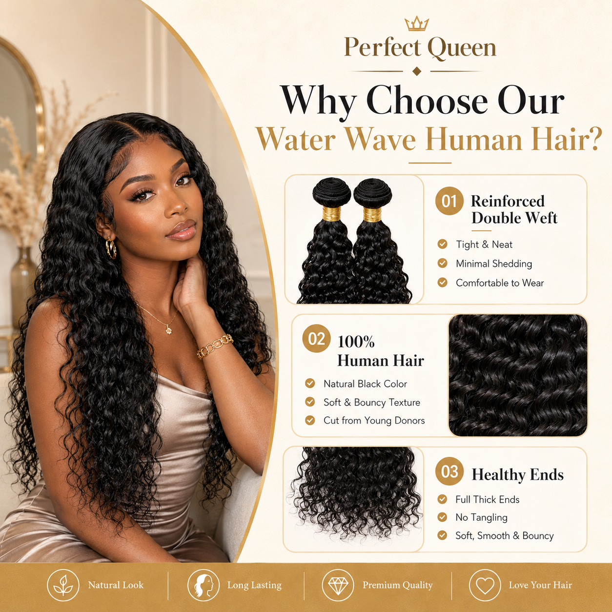 3-piece 11A Brazilian Water Wave virgin human hair bundles - product image 4 | Perfect Queen South Africa