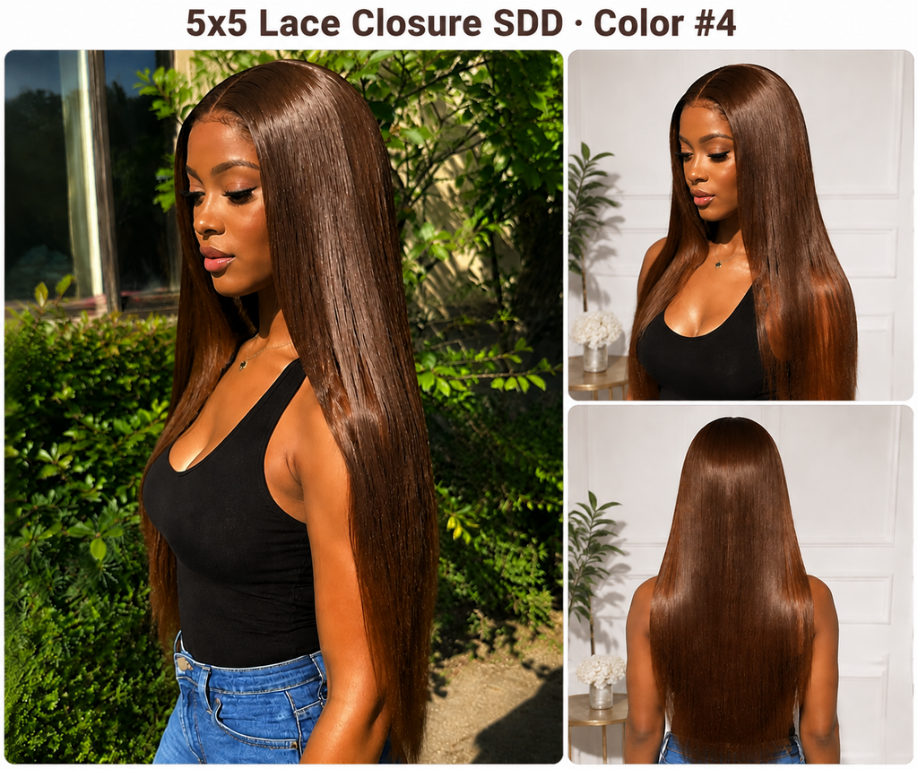 SDD Vietnamese 5x5 HD lace closure straight human hair wig in Color #4 - product image 2 | Perfect Queen South Africa