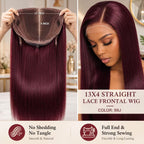 99J 13x4 lace front straight human hair wig and cap construction