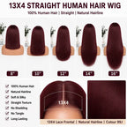 99J 13x4 lace front straight human hair wig length guide from 8 to 16 inches