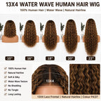 P4/27 13x4 lace front water wave human hair wig length guide from 10 to 22 inches