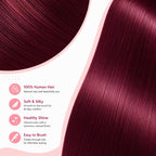 99J straight human hair colour and texture close-up