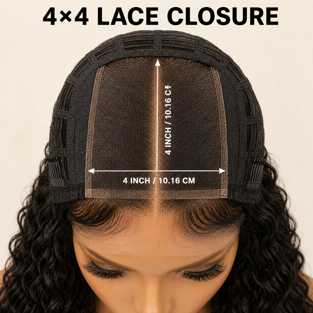 4x4 lace closure Water Wave human hair wig in Natural Black - product image 5 | Perfect Queen South Africa