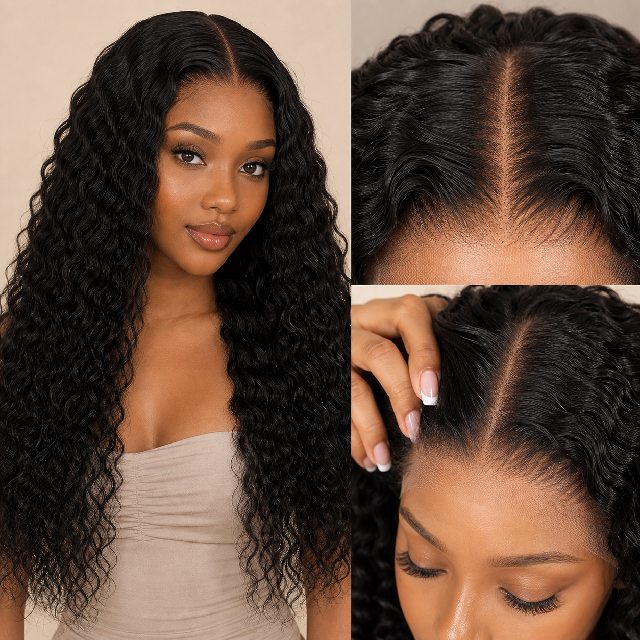 4x4 lace closure Water Wave human hair wig in Natural Black - product image 3 | Perfect Queen South Africa