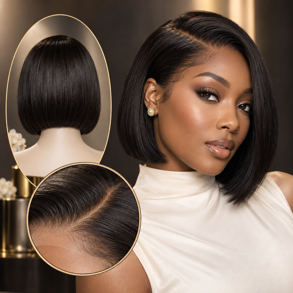 Straight bob 13x4 lace front human hair wig