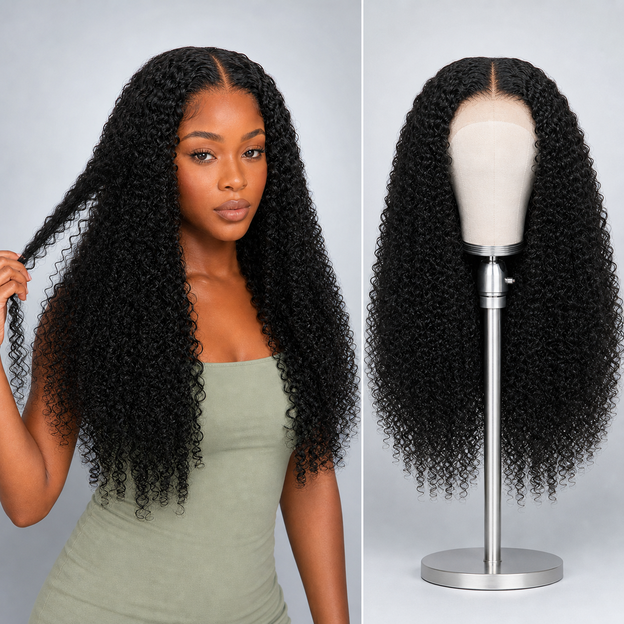 4x4 lace closure Jerry Curly human hair wig in Natural Black - product image 1 | Perfect Queen South Africa