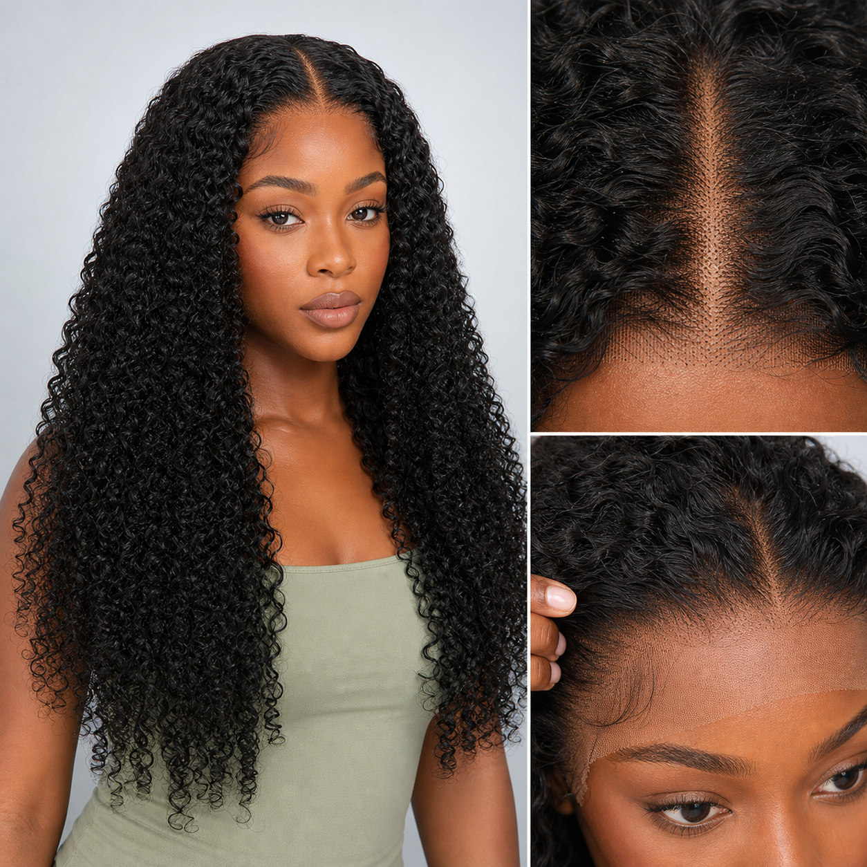 4x4 lace closure Jerry Curly human hair wig in Natural Black - product image 2 | Perfect Queen South Africa