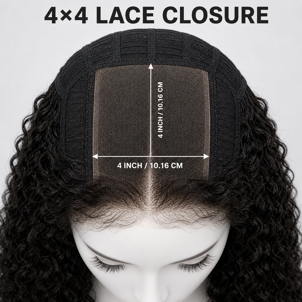4x4 lace closure Jerry Curly human hair wig in Natural Black - product image 4 | Perfect Queen South Africa