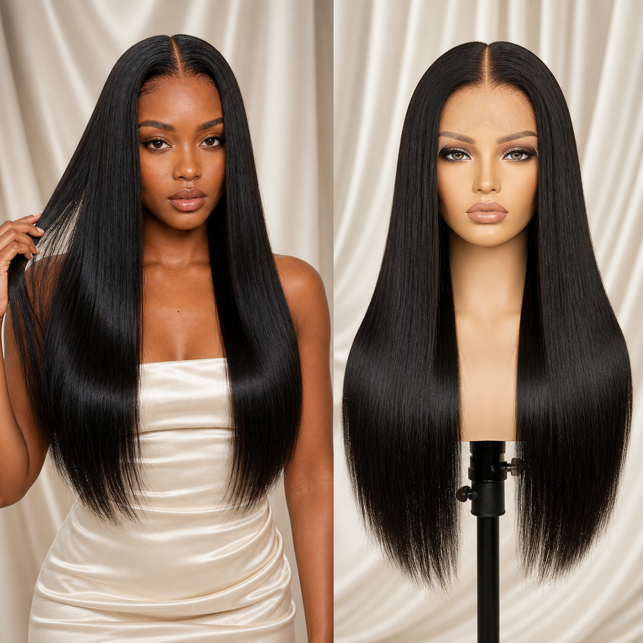 13x4 lace front straight human hair wig in Natural Black - product image 1 | Perfect Queen South Africa