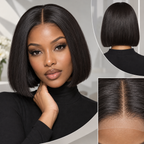 Straight bob 4x4 lace closure human hair wig