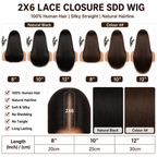 SDD Vietnamese 2x6 lace closure straight human hair wig in Natural Black - product image 8 | Perfect Queen South Africa