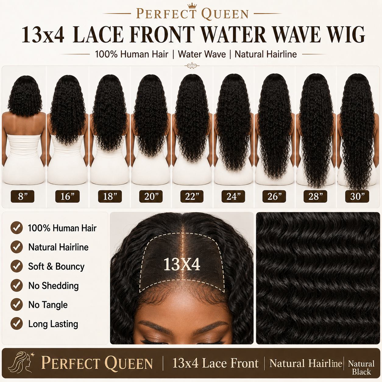 Value Range 13x4 lace front Water Wave human hair wig - product image 8 | Perfect Queen South Africa