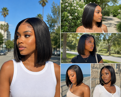 13x4 lace front bob human hair wig in Natural Black - product image 2 | Perfect Queen South Africa