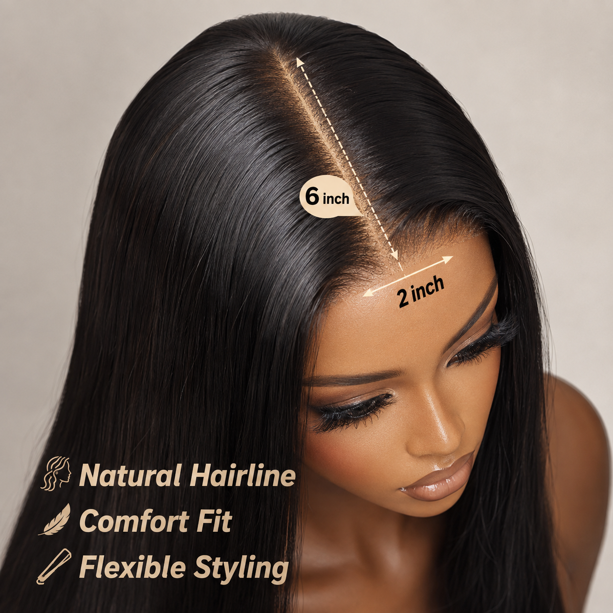 SDD Vietnamese 2x6 lace closure straight human hair wig in Natural Black - product image 5 | Perfect Queen South Africa