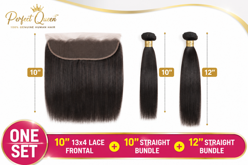 Perfect Queen 10 inch 13x4 straight lace frontal with 10 and 12 inch straight human hair bundles