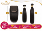 Perfect Queen 12 inch 5x5 straight lace closure with 12 and 14 inch straight human hair bundles