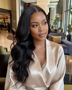 Natural black body wave human hair wig with 13x4 lace – Perfect Queen South Africa