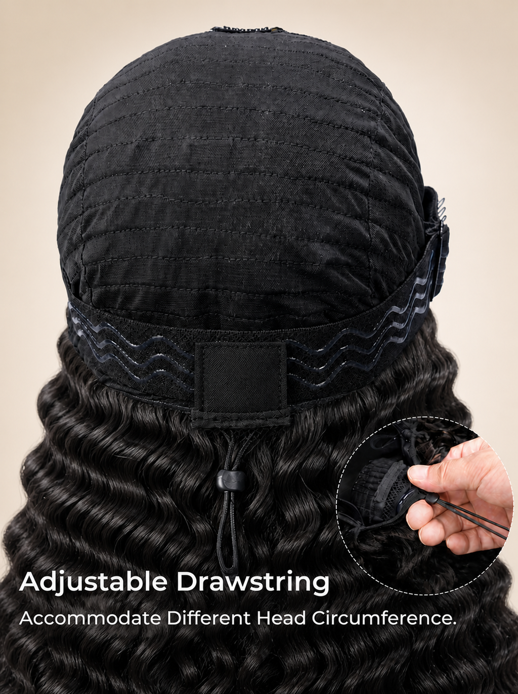 Natural Black 5x5 Lace Glueless Deep Wave Human Hair Wig – Pre-Cut Lace